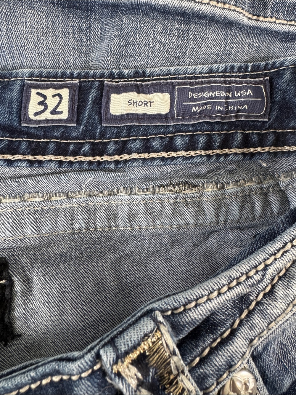 Miss Me Signature Embroidered Embellished Denim Shorts - 32 - Picture 11 of 13